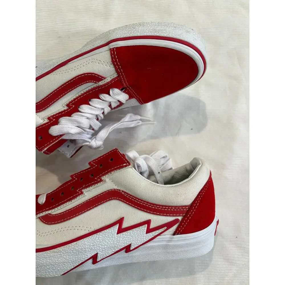 Vans Old Skool Lightning Bolt Red True White Sneaker Size Mens 8.5 Womens 10
